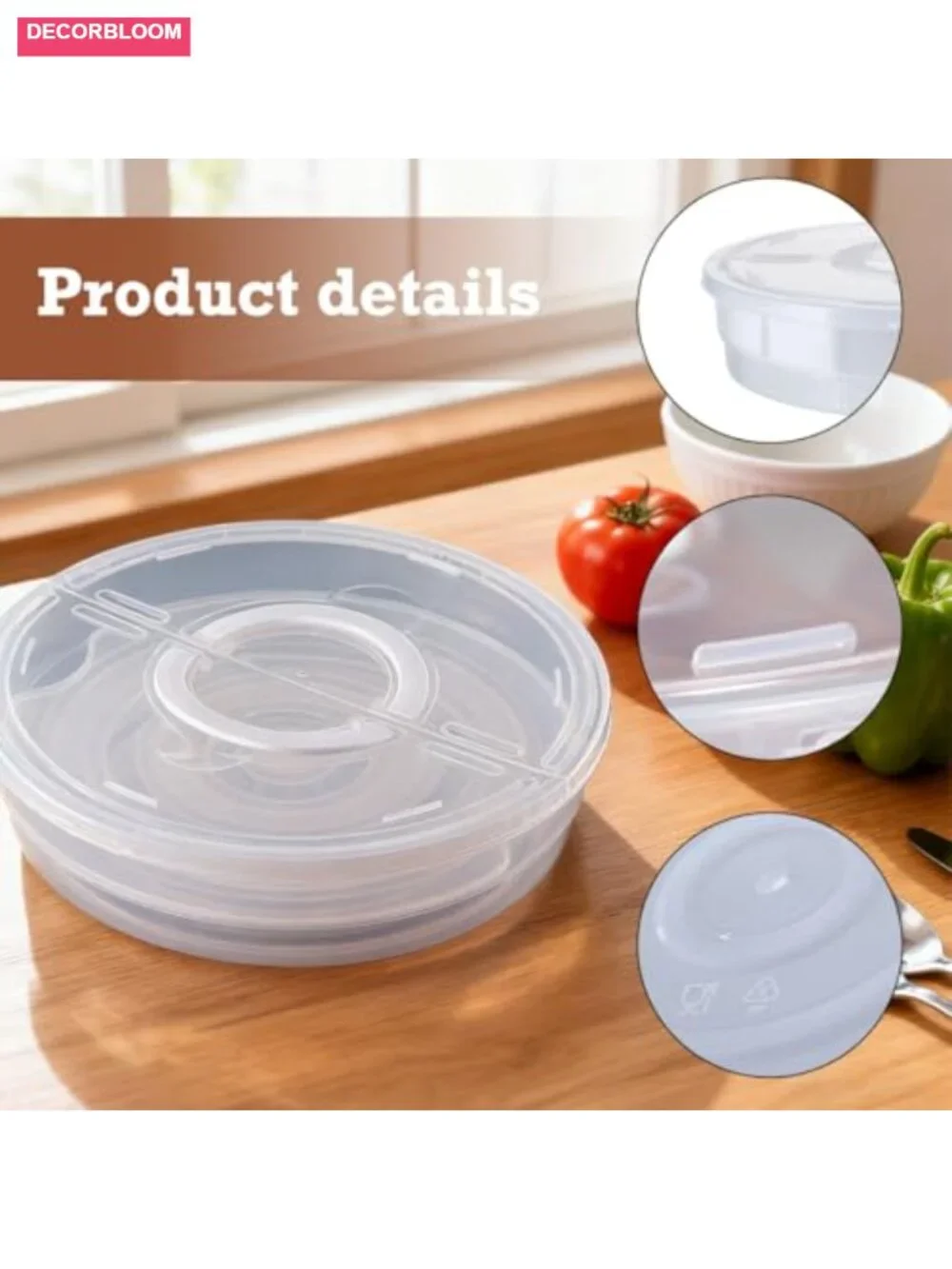2 Pack 12in Plastic Pie Carrier With Dividers